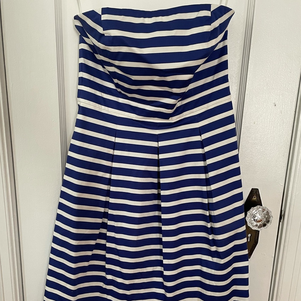 Gap Blue Striped Strapless Dress